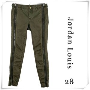 JORDAN Louis Side Zip Skinny Utility Pant in Military Green